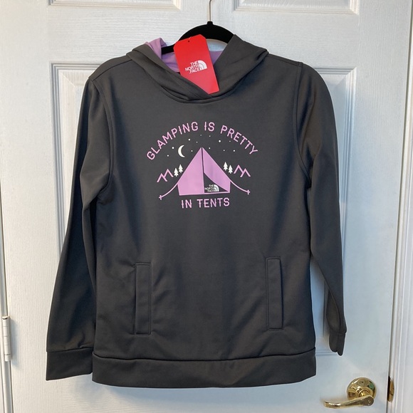 The North Face Hoodie Girls XL 18 Graphic “GLAMPING IS PRETTY IN TENTS” - Picture 3 of 8